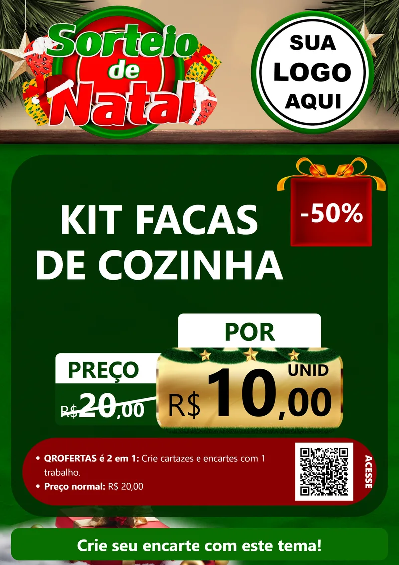 Modelo de Cartaz para Cartaz A4 Vertical com o tema Sorteio de Natal para Utilidades Domésticas