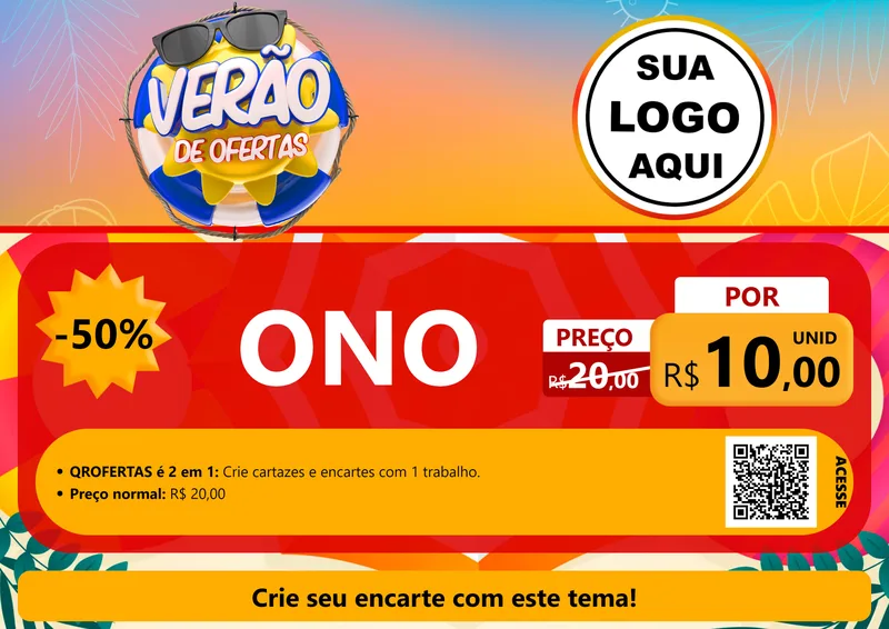 Modelo de Cartaz para Cartaz A4 Horizontal com o tema Verão de Ofertas para Óticas