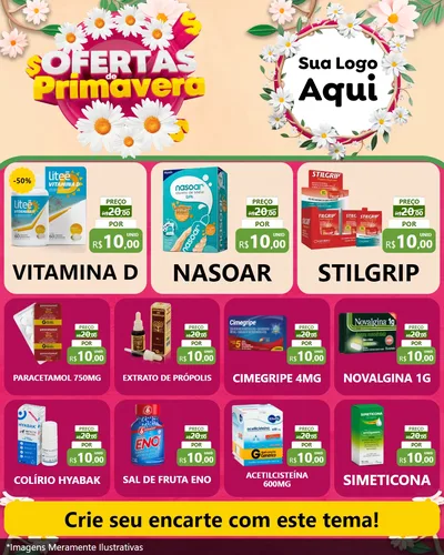 Modelo de Rede Social para Feed Instagram com o tema Ofertas de Primavera para Farmácia