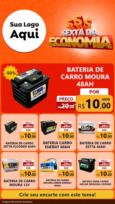 Modelo de Rede Social para Stories com o tema Sexta da Economia para Baterias Elétricas