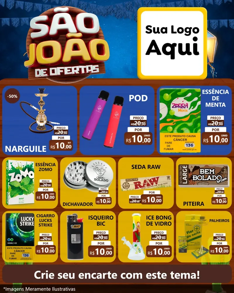 Modelo de Rede Social para Feed Instagram com o tema São João Ofertas Imbatíveis! - Junina para Tabacaria