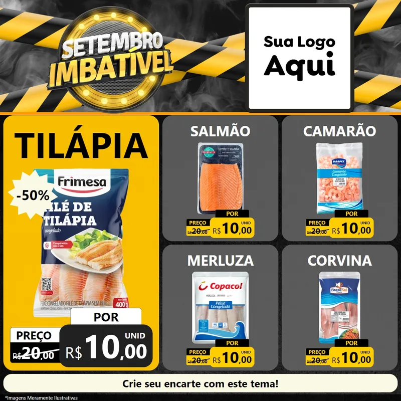 Modelo de Rede Social para Feed Facebook com o tema Setembro Imbatível para Peixaria