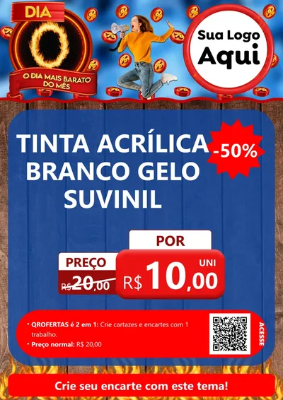 Modelo de Cartaz para Cartaz A4 Vertical com o tema Dia O - O Dia Mais Barato Do Mês para Tintas e Ferramentas