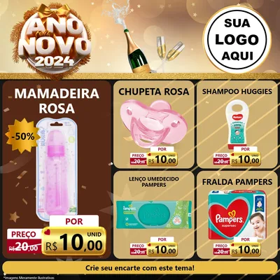Modelo de Rede Social para Feed Facebook com o tema Feliz Ano Novo 2027 para Bebês