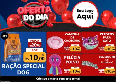 Modelo de Encarte para Encarte A4 Horizontal com o tema Oferta do Dia para Pet Shop