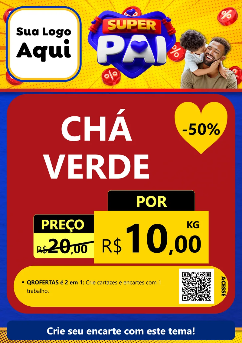 Modelo de Cartaz para Cartaz A4 Vertical com o tema Super Pai para Produtos Naturais