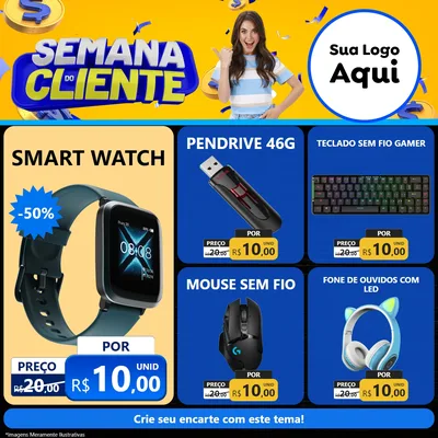 Modelo de Rede Social para Feed Facebook com o tema Semana do Cliente para Informática