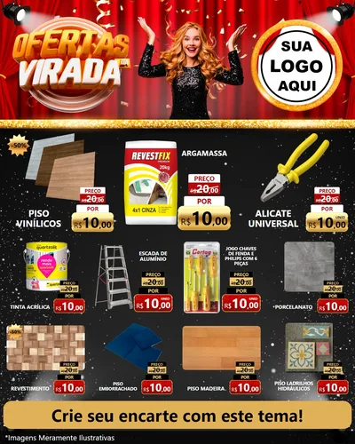 Modelo de Rede Social para Feed Instagram com o tema Ofertas da Virada para Material para Construção