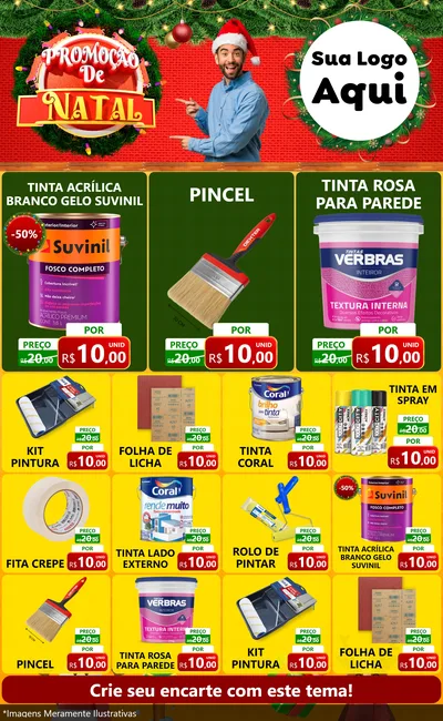 Modelo de Encarte para Encarte Grande com o tema Promoção de Natal para Tintas e Ferramentas