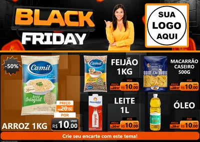 Modelo de Encarte para Encarte A4 Horizontal com o tema Black Friday para Supermercado