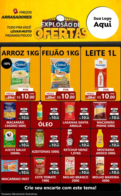 Modelo de Encarte para Encarte Grande com o tema Explosão de Ofertas para Supermercado