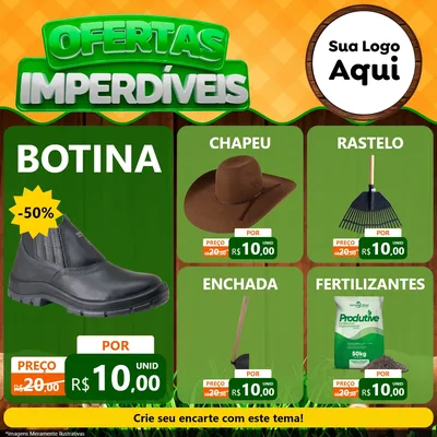 Modelo de Rede Social para Feed Facebook com o tema Ofertas Imperdíveis para Agropecuária