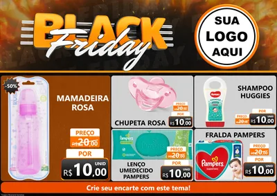 Modelo de Encarte para Encarte A4 Horizontal com o tema Black Friday para Bebês