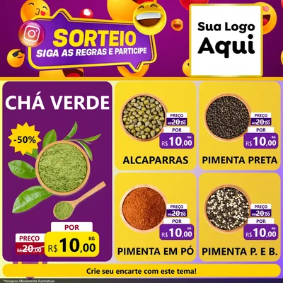 Modelo de Rede Social para Feed Facebook com o tema Sorteio para Produtos Naturais