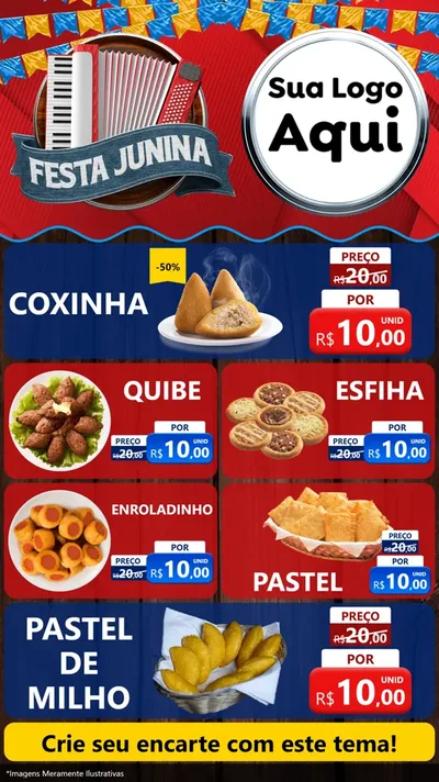 Modelo de TV para TV Vertical com o tema Festa Junina para Salgadaria