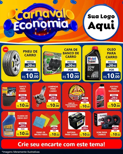 Modelo de Rede Social para Feed Instagram com o tema Carnaval da Economia para Auto peças