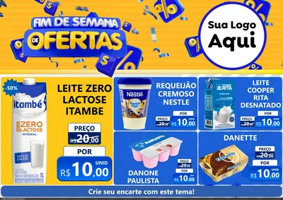 Modelo de Encarte para Encarte A4 Horizontal com o tema Fim de Semana de Ofertas para Frios e Laticínios