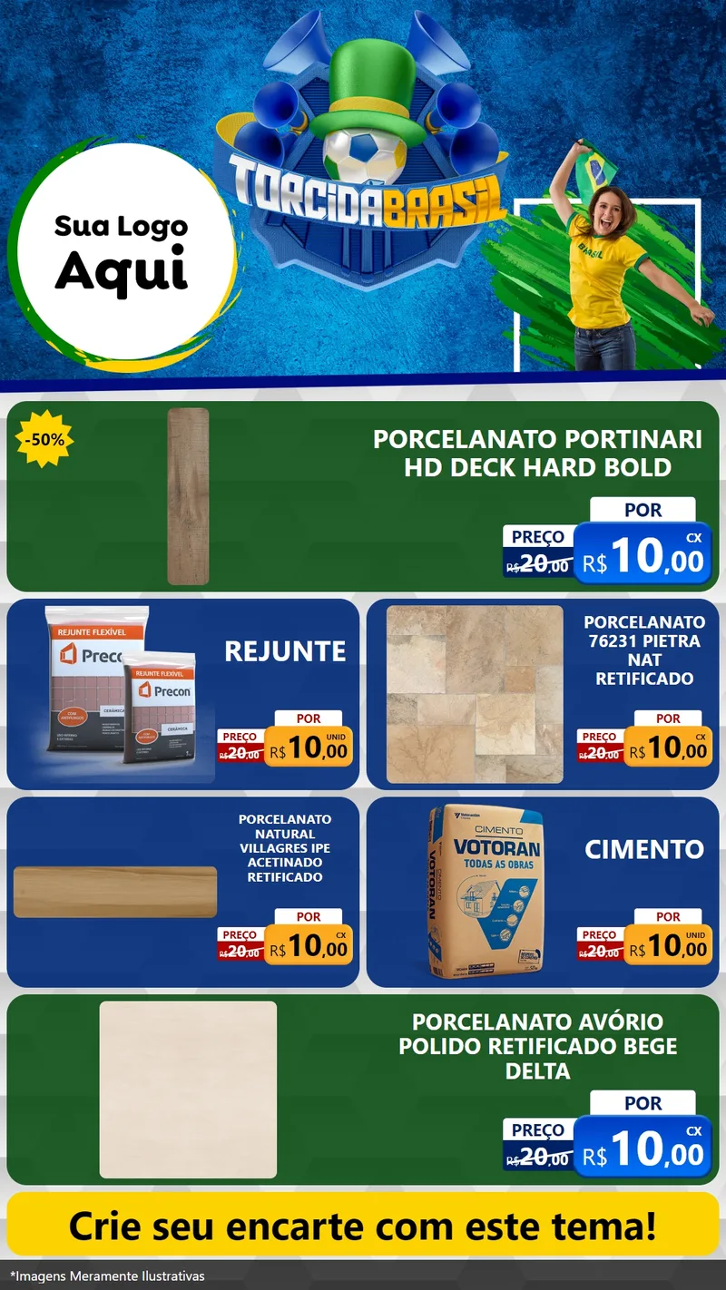 Modelo de TV para TV Vertical com o tema Torcida Brasil - Copa para Pisos e revestimentos