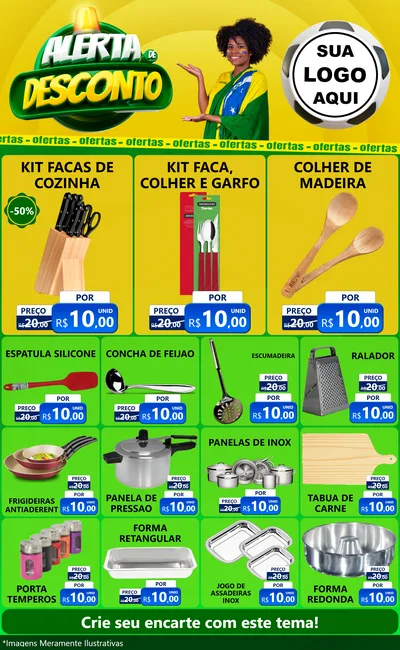 Modelo de Encarte para Encarte Grande com o tema Alerta de Desconto para Utilidades Domésticas