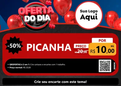Modelo de Cartaz para Cartaz A4 Horizontal com o tema Oferta do Dia para Açougue
