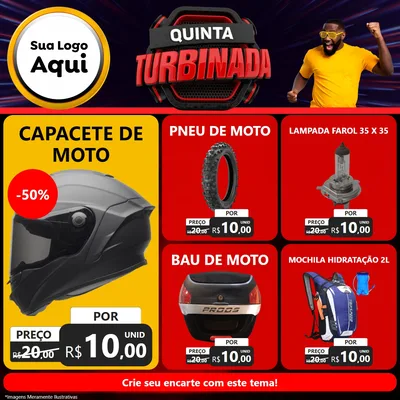 Modelo de Rede Social para Feed Facebook com o tema Quinta Turbinada para Moto peças