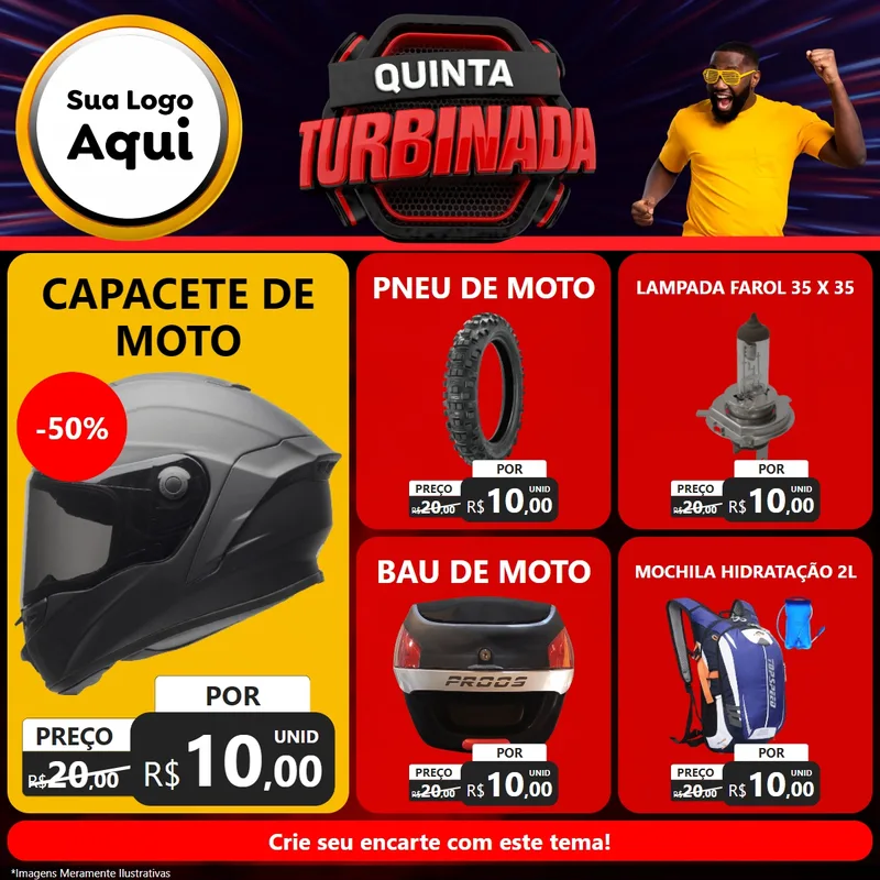 Modelo de Rede Social para Feed Facebook com o tema Quinta Turbinada para Moto peças
