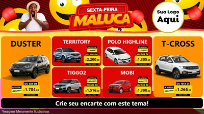 Modelo de TV para TV Horizontal com o tema Sexta-feira Maluca para Concessionaria de Carros
