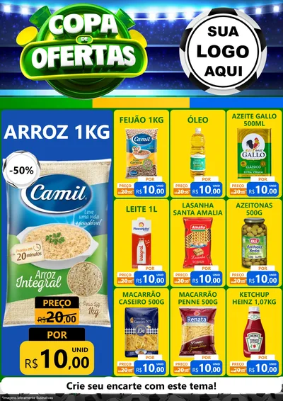 Modelo de Encarte para Encarte A4 Vertical com o tema Copa de Ofertas para Supermercado