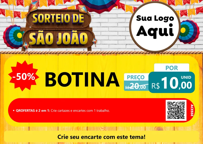 Modelo de Cartaz para Cartaz A4 Horizontal com o tema Sorteio de São João para Agropecuária