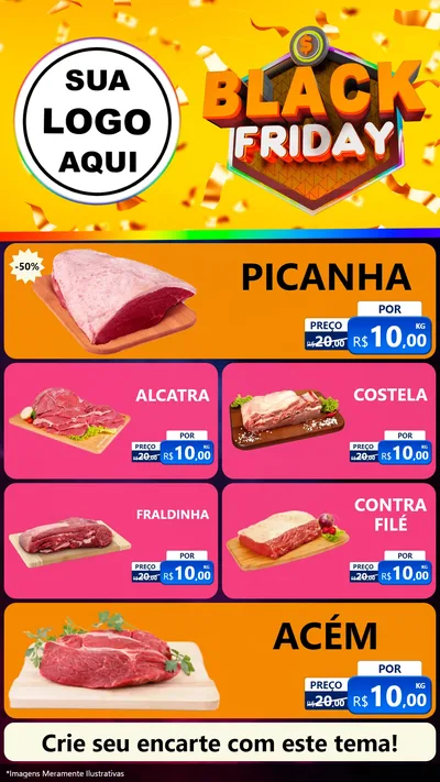 Modelo de TV para TV Vertical com o tema Black Friday para Açougue