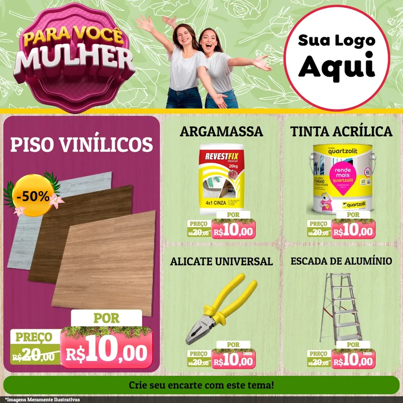 Modelo de Rede Social para Feed Facebook com o tema Para Você Mulher para Material para Construção
