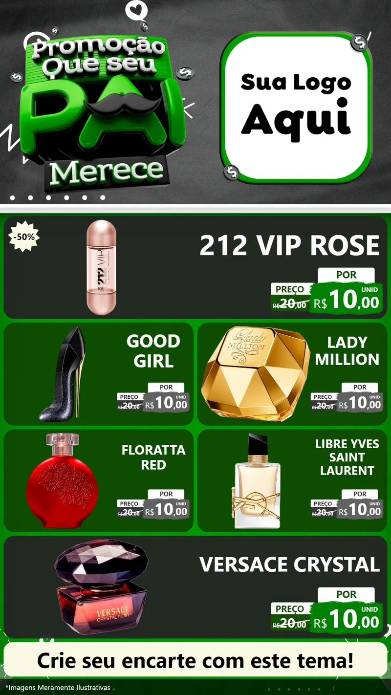 Modelo de TV para TV Vertical com o tema Promoção Que seu Pai Merece para Perfumes