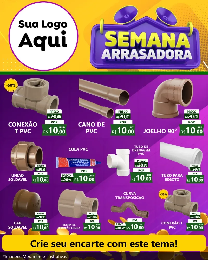 Modelo de Rede Social para Feed Instagram com o tema Semana Arrasadora para Tubos e conexões