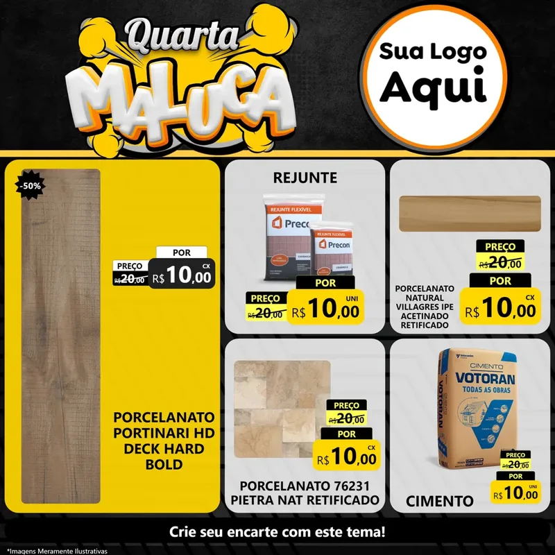 Modelo de Rede Social para Feed Facebook com o tema Quarta Maluca para Pisos e revestimentos