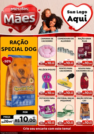Modelo de Encarte para Encarte A4 Vertical com o tema Mês das Mães para Pet Shop