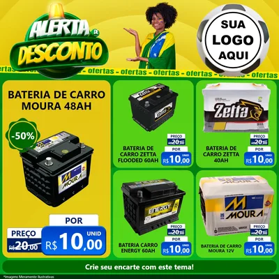 Modelo de Rede Social para Feed Facebook com o tema Alerta de Desconto para Baterias Elétricas