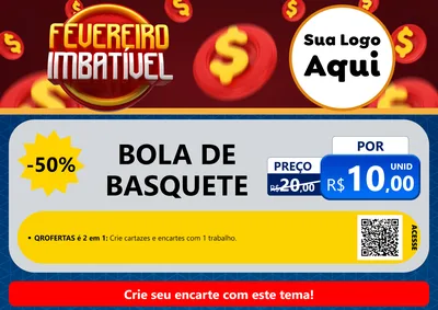Modelo de Cartaz para Cartaz A4 Horizontal com o tema Fevereiro Imbatível para Artigos Esportivos