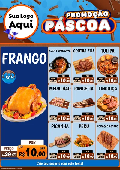 Modelo de Encarte para Encarte A4 Vertical com o tema Promoção Páscoa para Assados
