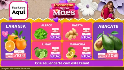 Modelo de TV para TV Horizontal com o tema Promoção Dia das Mães para Hortifrúti