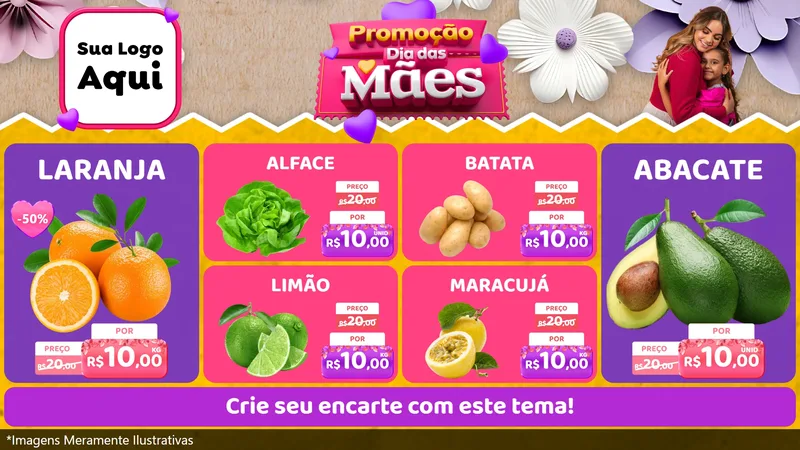 Modelo de TV para TV Horizontal com o tema Promoção Dia das Mães para Hortifrúti