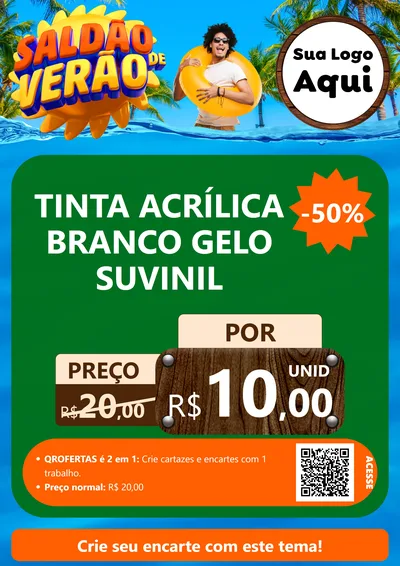 Modelo de Cartaz para Cartaz A4 Vertical com o tema Saldão de Verão para Tintas e Ferramentas