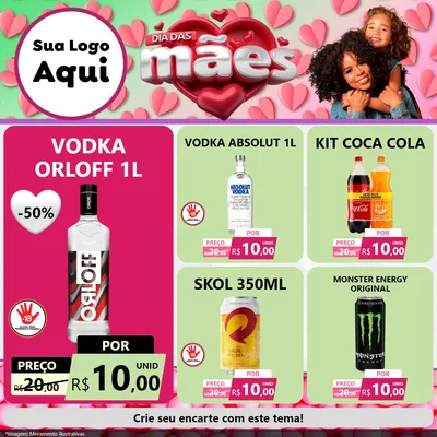 Modelo de Rede Social para Feed Facebook com o tema Dia das Mães para Distribuidora de bebidas