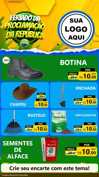 Modelo de TV para TV Vertical com o tema Feriado da Proclamação da República para Agropecuária