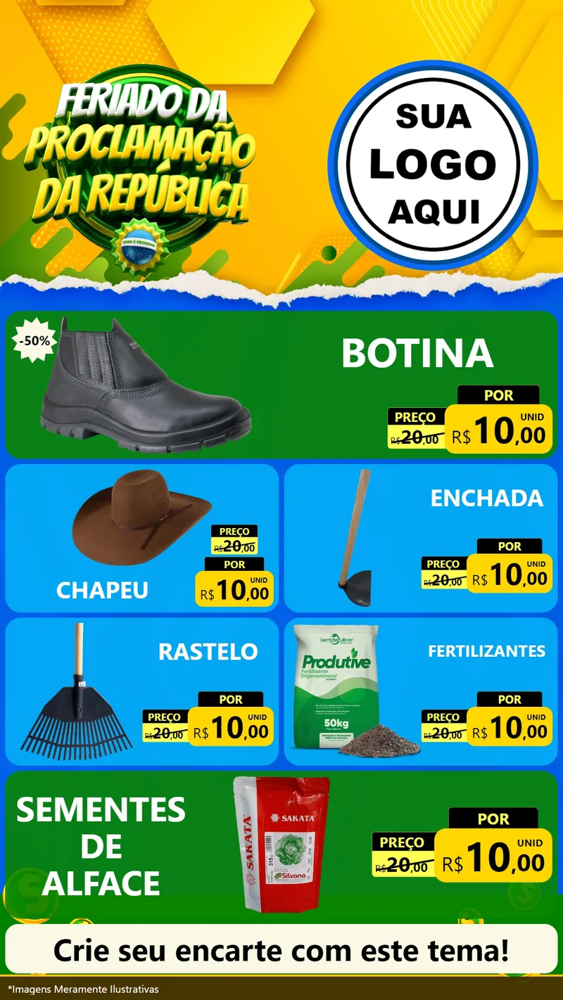 Modelo de TV para TV Vertical com o tema Feriado da Proclamação da República para Agropecuária