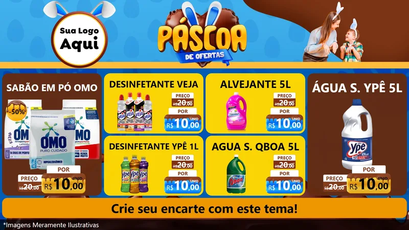 Modelo de TV para TV Horizontal com o tema Páscoa de Ofertas para Produtos de Limpeza