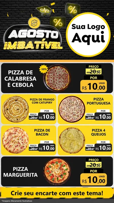 Modelo de TV para TV Vertical com o tema Agosto Imbatível para Pizzaria