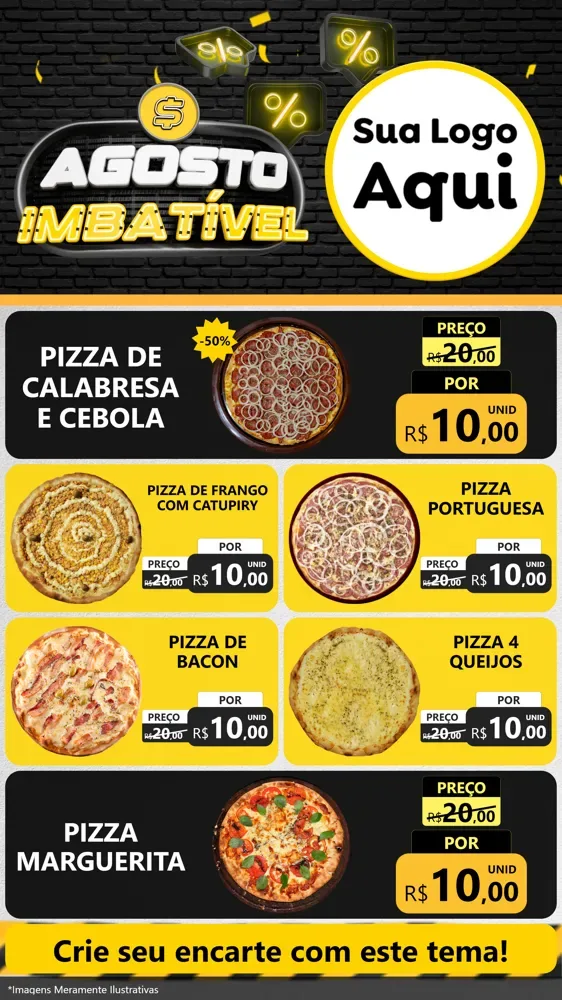 Modelo de TV para TV Vertical com o tema Agosto Imbatível para Pizzaria