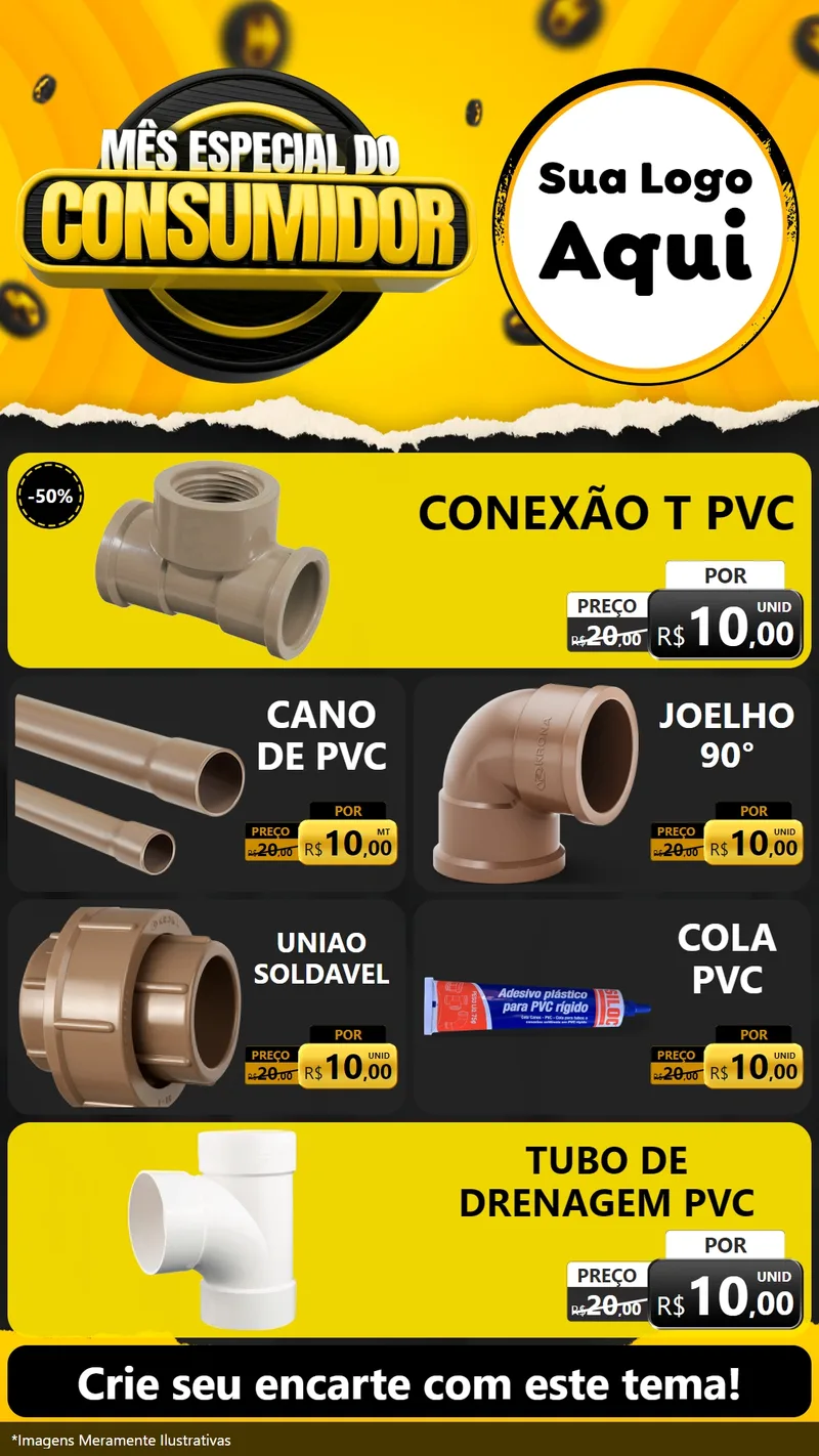 Modelo de TV para TV Vertical com o tema Mês Especial do Consumidor para Tubos e conexões