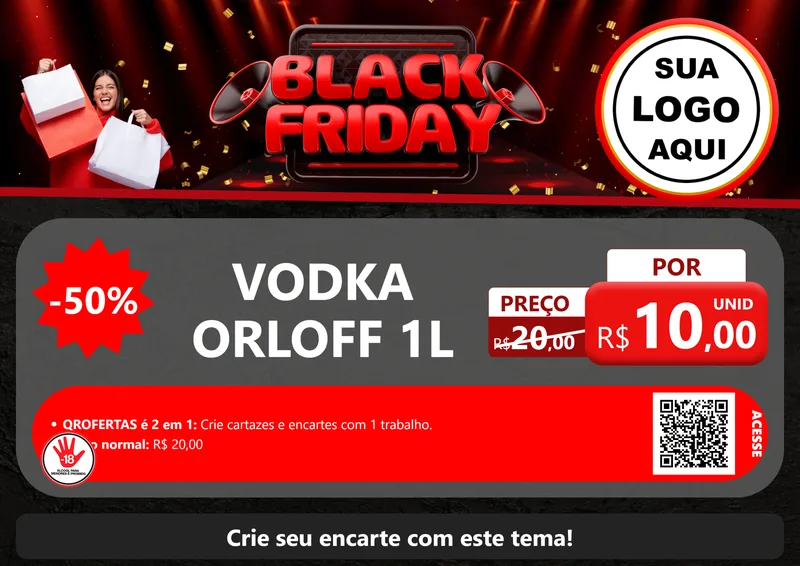 Modelo de Cartaz para Cartaz A4 Horizontal com o tema Black Friday para Distribuidora de bebidas