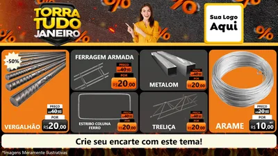 Modelo de TV para TV Horizontal com o tema Torra Tudo Janeiro para Ferragens